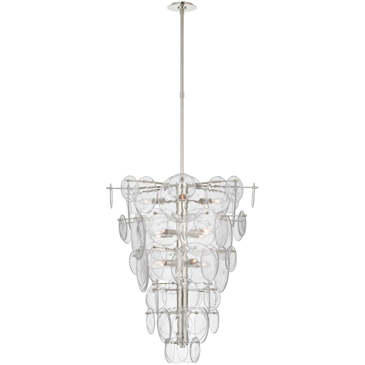 Visual Comfort Signature Collection ARN5452PN-CSG AERIN Loire 12 Light 29.25 inch Polished Nickel Cascading Chandelier Ceiling Light in Clear Strie Gl