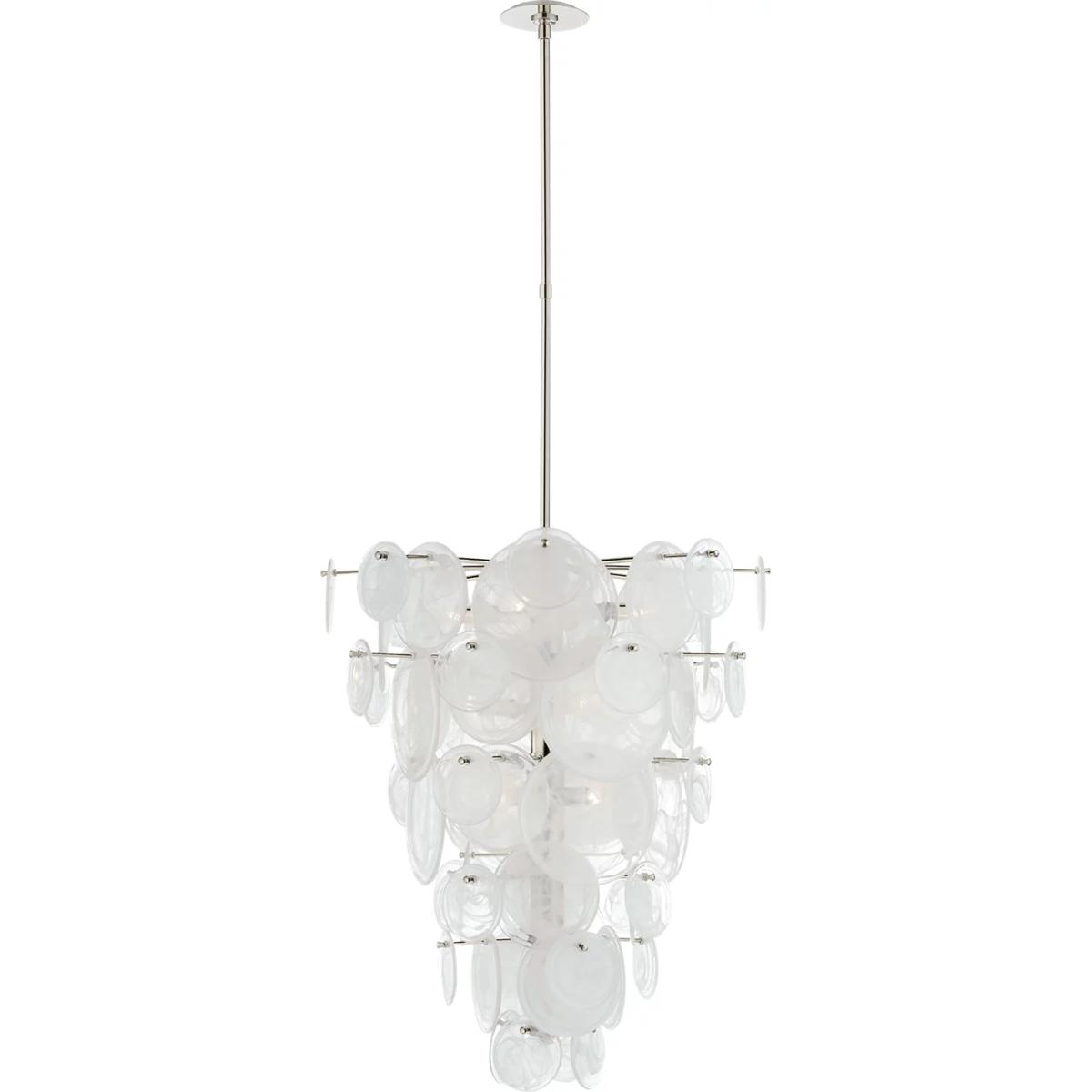 Visual Comfort Signature Collection ARN5452PN-WSG AERIN Loire 12 Light 29.25 inch Polished Nickel Cascading Chandelier Ceiling Light in White Strie Gl
