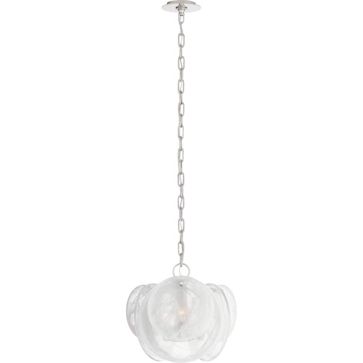 Visual Comfort Signature Collection ARN5453PN-WSG AERIN Loire 3 Light 15.5 inch Polished Nickel Chandelier Ceiling Light in White Strie Glass, Petite