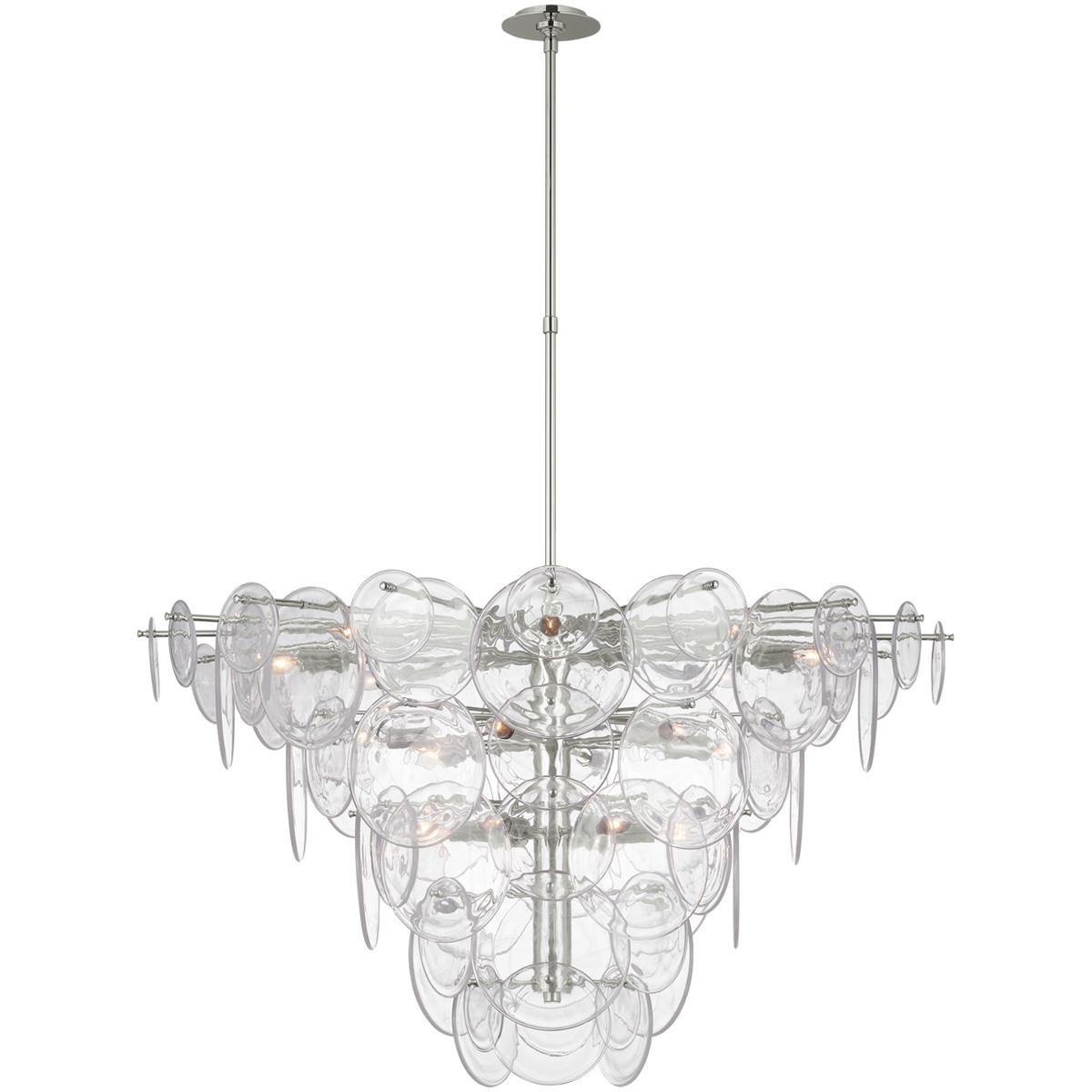 Visual Comfort Signature Collection ARN5454PN-CSG AERIN Loire LED 48 inch Polished Nickel Chandelier Ceiling Light in Clear Strie Glass, Extra Large