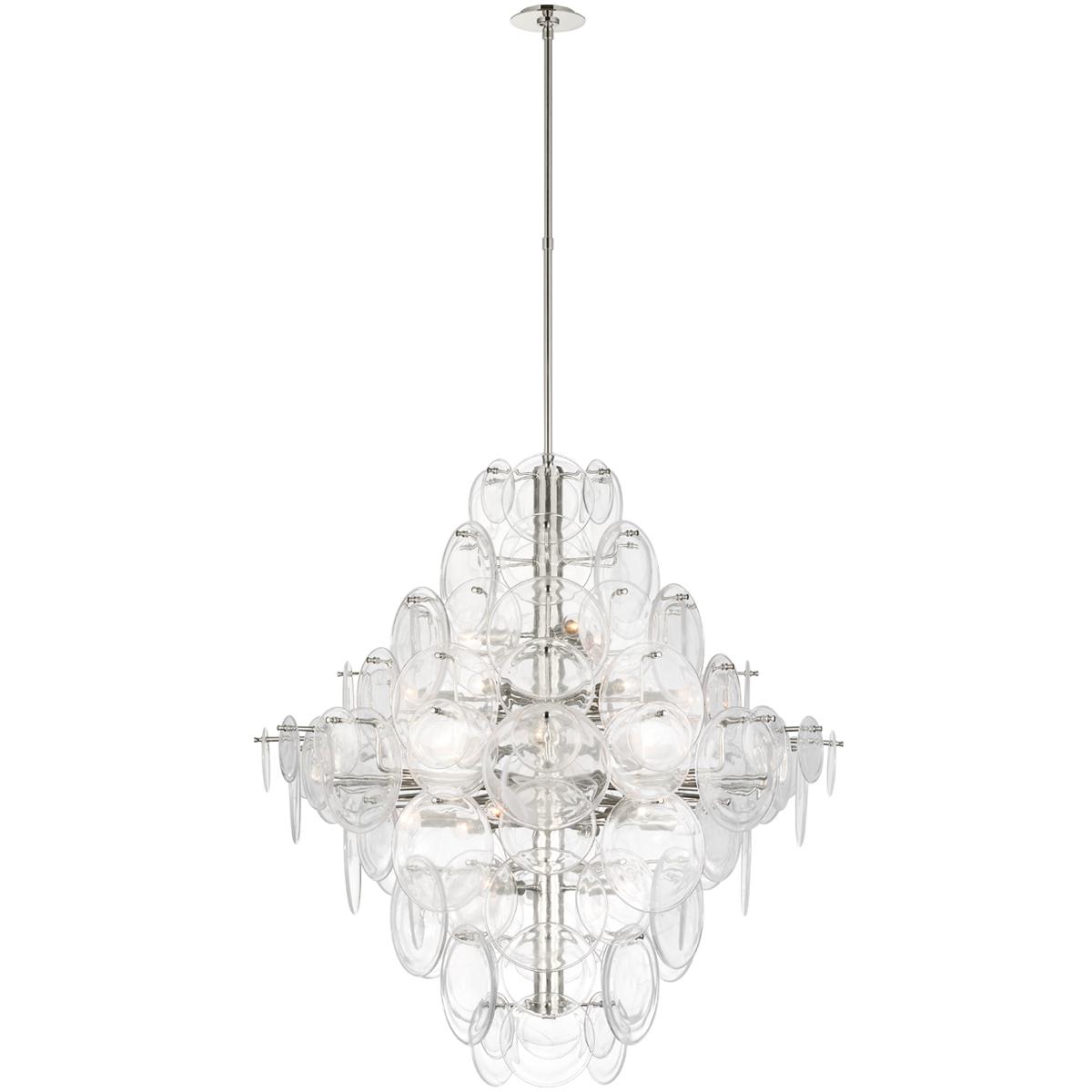 Visual Comfort Signature Collection ARN5456PN-CSG AERIN Loire LED 44 inch Polished Nickel Entry Chandelier Ceiling Light in Clear Strie Glass, Grande