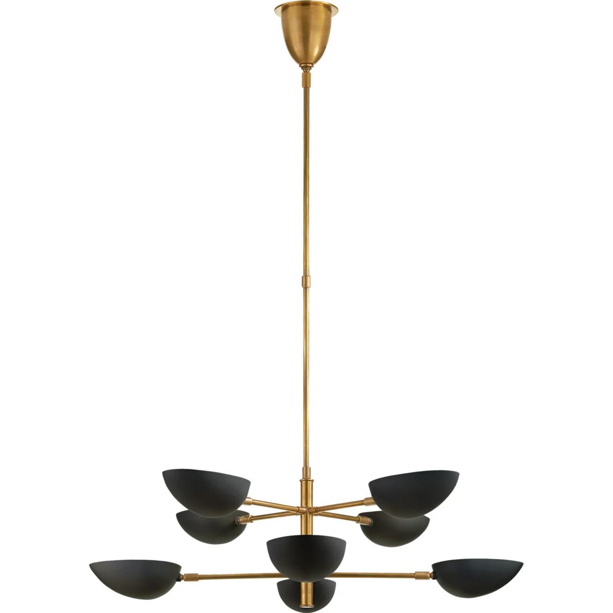 Visual Comfort Signature Collection ARN5501HAB-BLK AERIN Graphic 8 Light 38 inch Hand-Rubbed Antique Brass Two-Tier Chandelier Ceiling Light in Black,