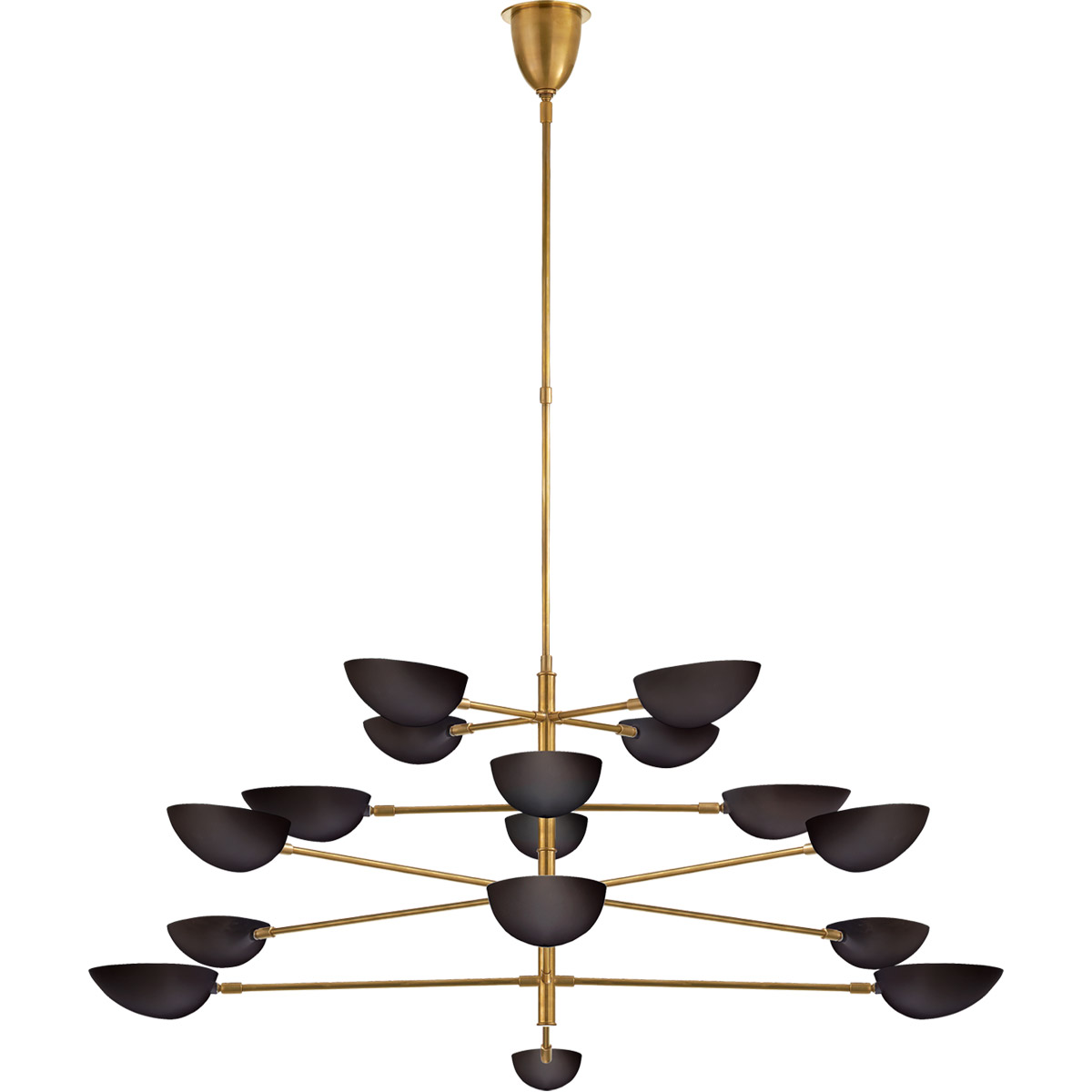Visual Comfort Signature Collection ARN5503HAB-BLK AERIN Graphic 16 Light 69.5 inch Hand-Rubbed Antique Brass Four-Tier Chandelier Ceiling Light in Bl