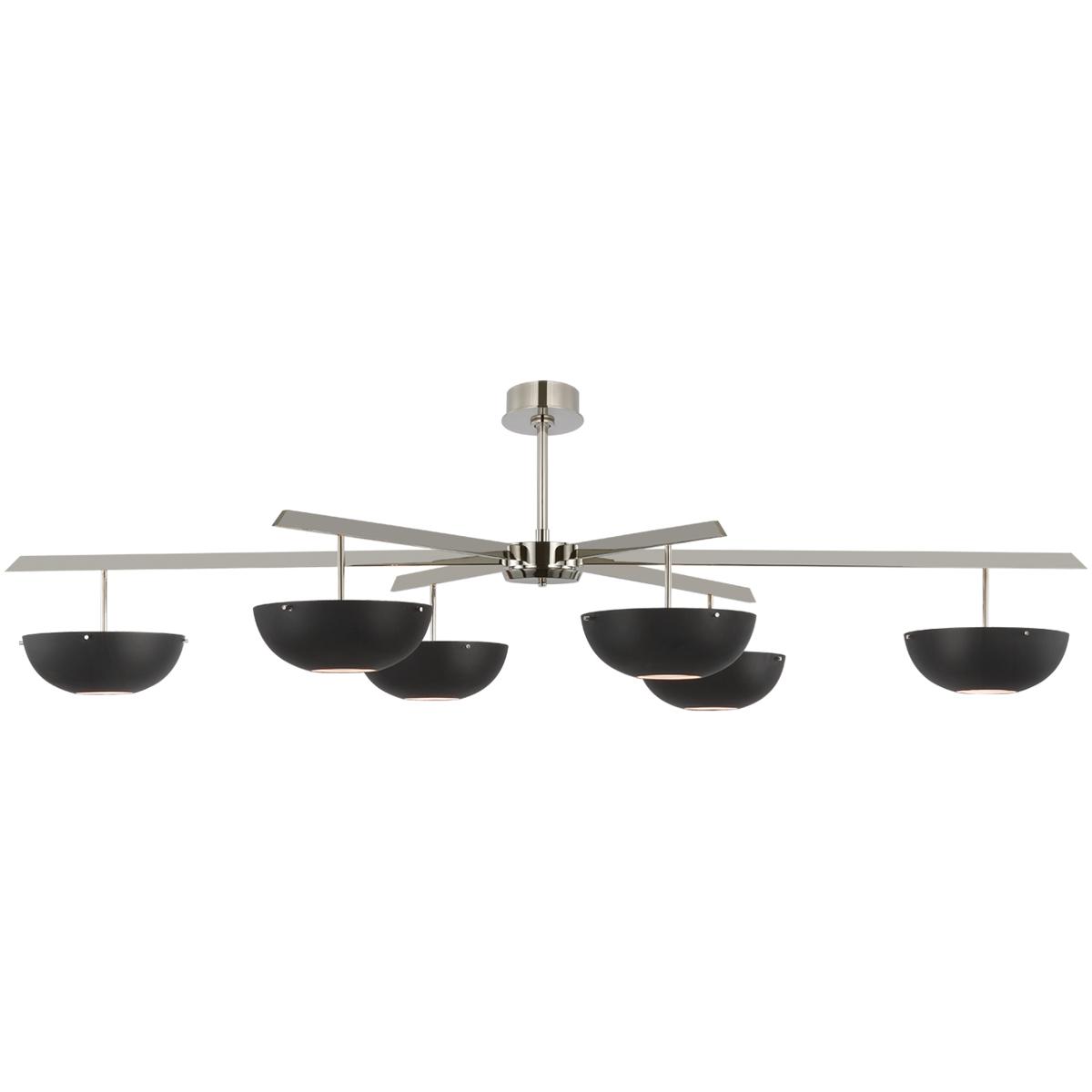 Visual Comfort Signature Collection ARN5521PN-BLK AERIN Valencia LED 66.5 inch Polished Nickel Chandelier Ceiling Light in Black, Grande