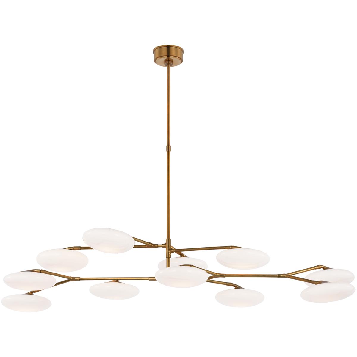 Visual Comfort Signature Collection CD5018SB-WG Champalimaud Brindille LED 65 inch Soft Brass Two Tier Chandelier Ceiling Light, Extra Large