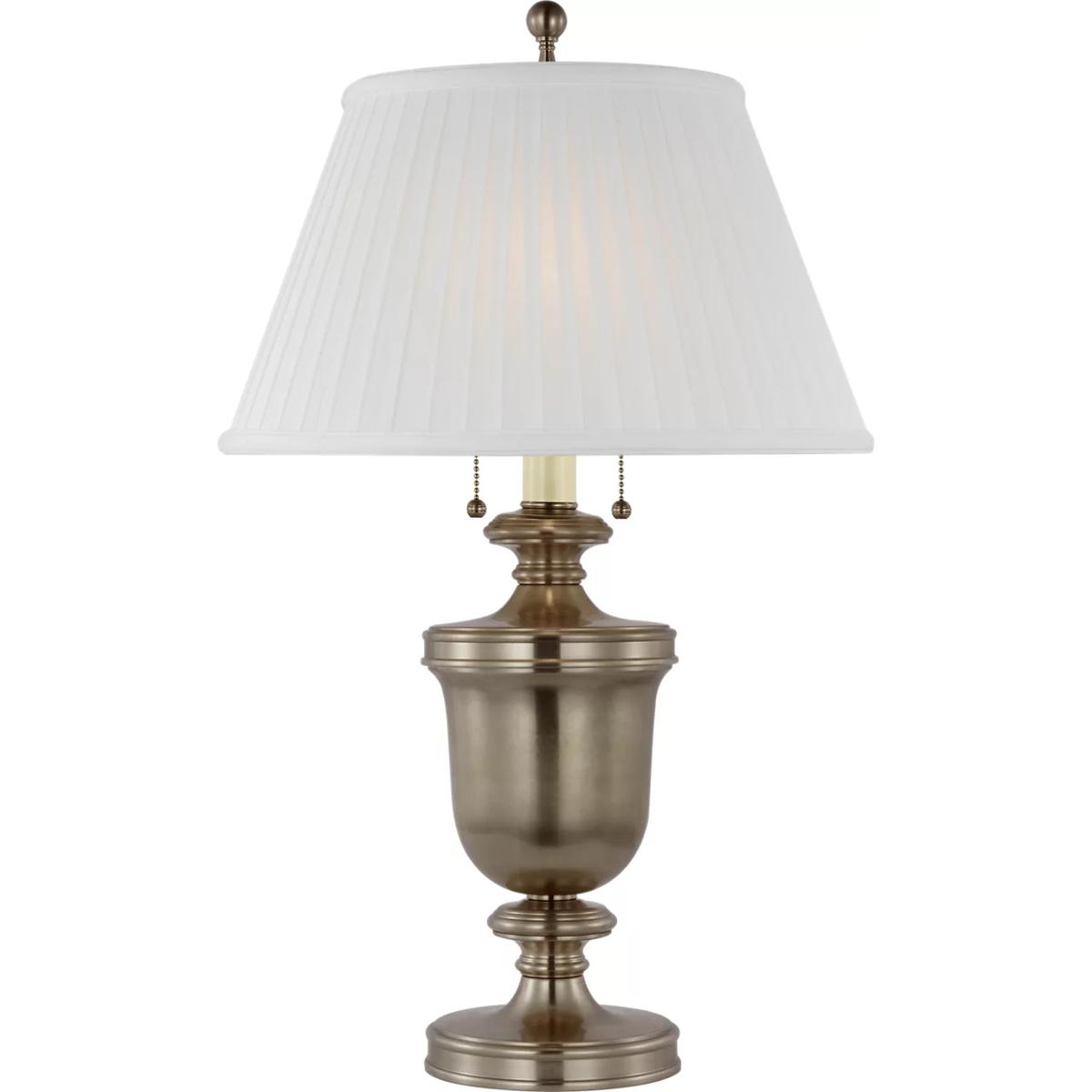 Visual Comfort Signature Collection CHA8172AN-SP Chapman & Myers Classical Urn 24 inch 40 watt Antique Nickel Table Lamp Portable Light in Silk Pleat,