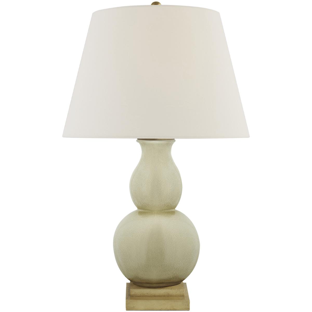 Visual Comfort Signature Collection CHA8613TS-L Chapman & Myers Gourd Form 26 inch 100 watt Tea Stain Crackle Table Lamp Portable Light in Linen, Smal