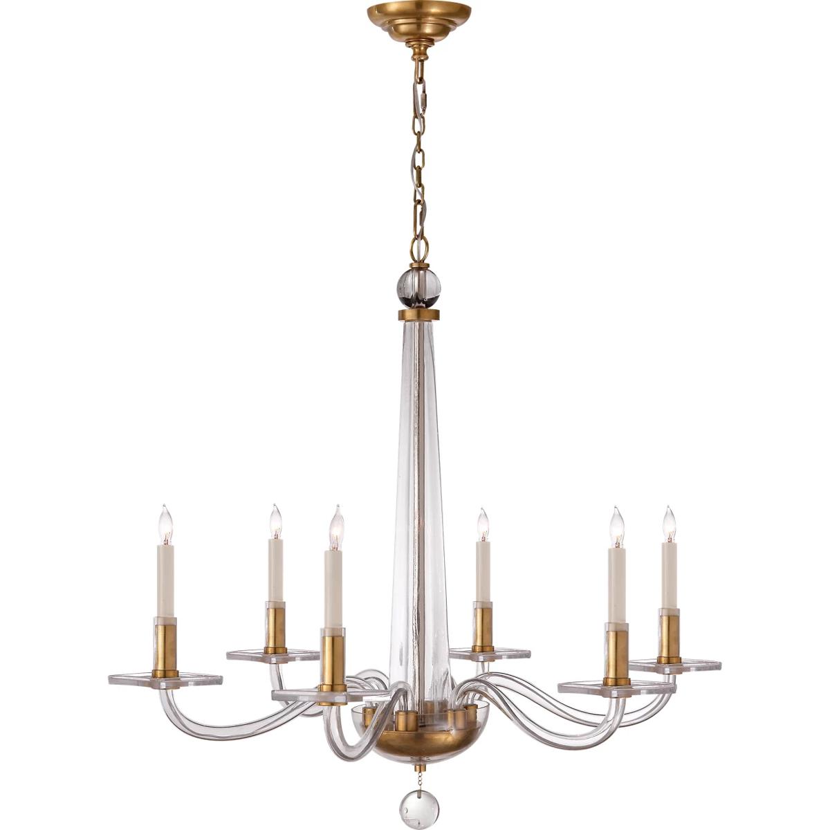 Visual Comfort Signature Collection CHC1140AB Chapman & Myers Robinson2 6 Light 32 inch Antique Brass and Clear Glass Chandelier Ceiling Light in Anti