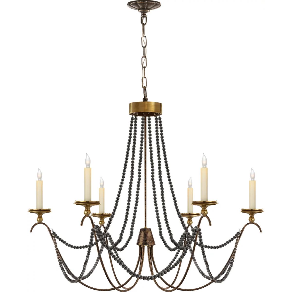 Visual Comfort Signature Collection CHC1415R Chapman & Myers Marigot 6 Light 33 inch Hand Painted Rust Finish Chandelier Ceiling Light, Medium