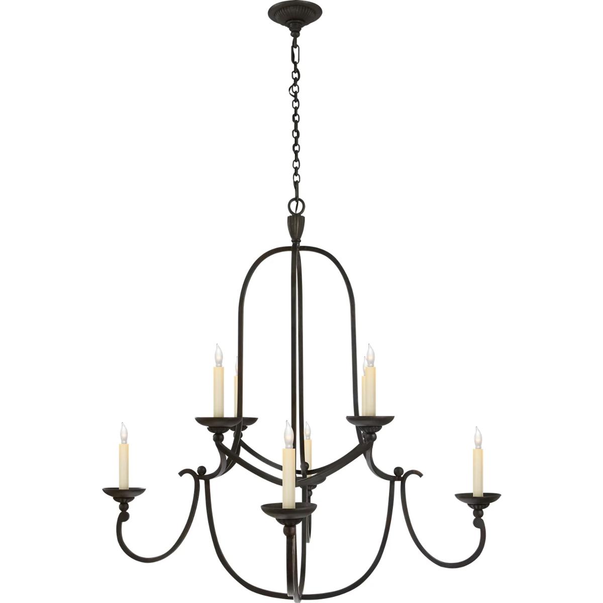 Visual Comfort Signature Collection CHC1494AI Chapman & Myers Flemish 8 Light 35.5 inch Aged Iron Chandelier Ceiling Light in (None), Medium