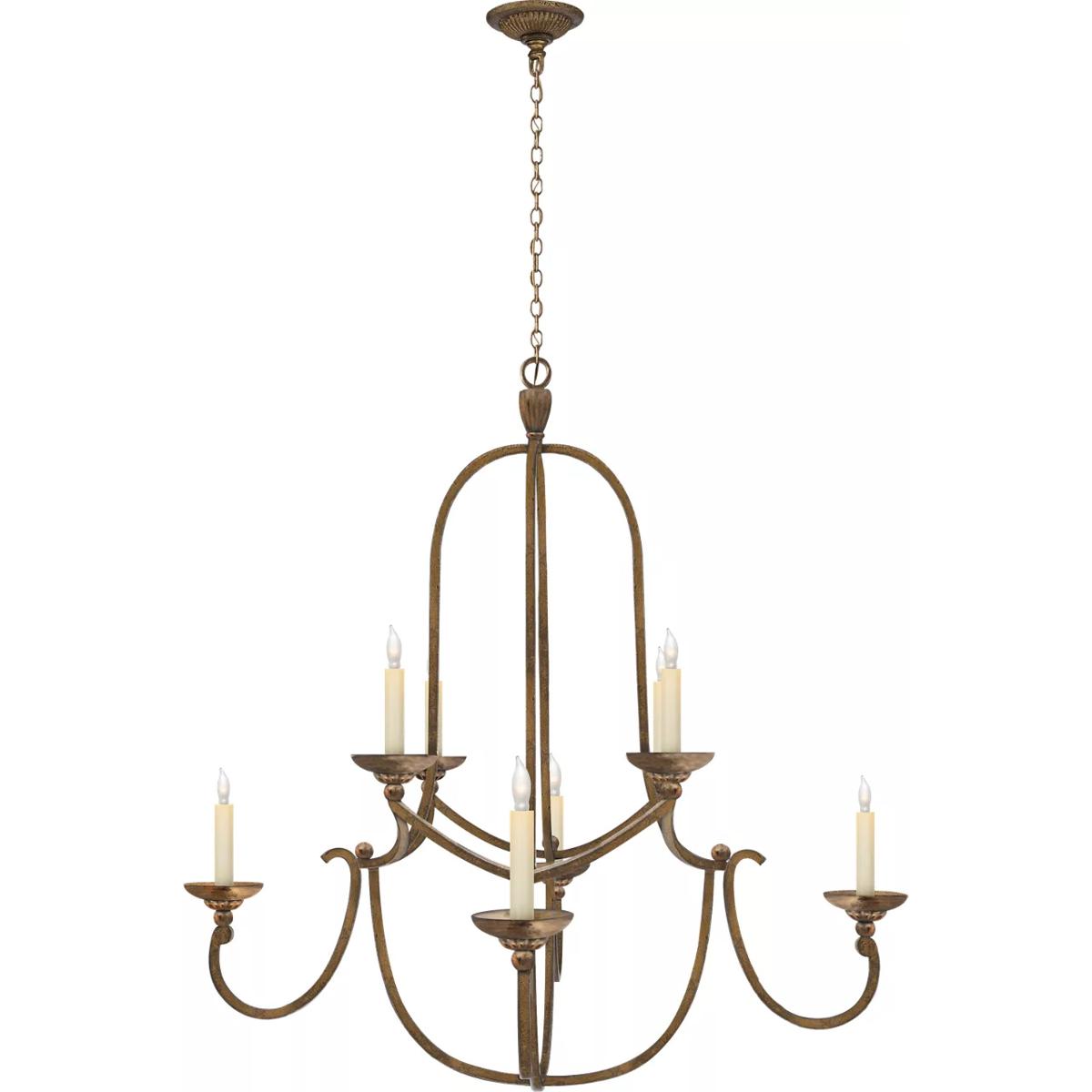 Visual Comfort Signature Collection CHC1494GI Chapman & Myers Flemish 8 Light 35.5 inch Gilded Iron Chandelier Ceiling Light in (None), Medium