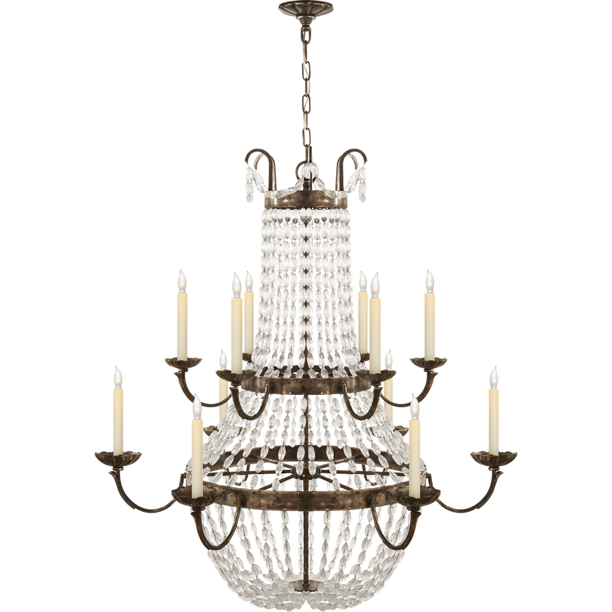 Visual Comfort Signature Collection CHC1508SHS-SG Chapman & Myers Paris Flea Market 12 Light 39.5 inch Sheffield Silver Chandelier Ceiling Light, Gran