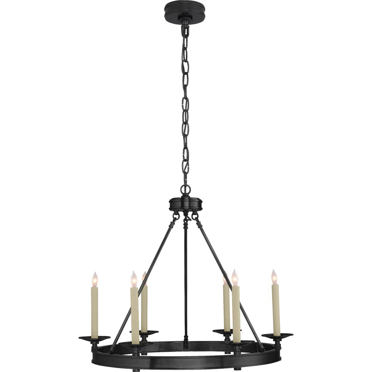 Visual Comfort Signature Collection CHC1600BZ Chapman & Myers Launceton 6 Light 27 inch Bronze Ring Chandelier Ceiling Light, Small