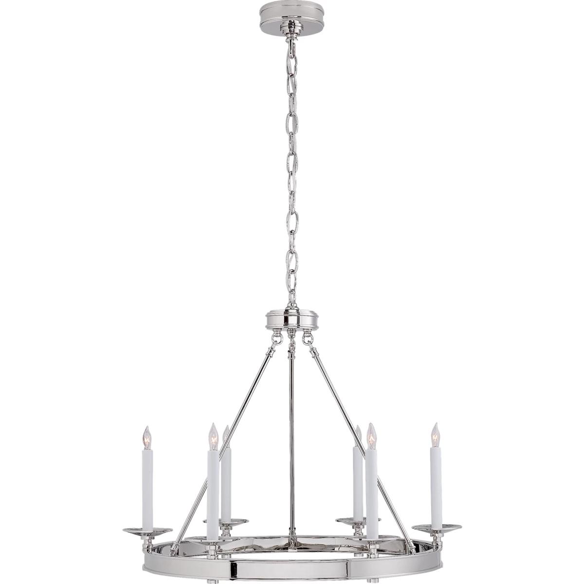 Visual Comfort Signature Collection CHC1600PN Chapman & Myers Launceton 6 Light 27 inch Polished Nickel Ring Chandelier Ceiling Light, Small