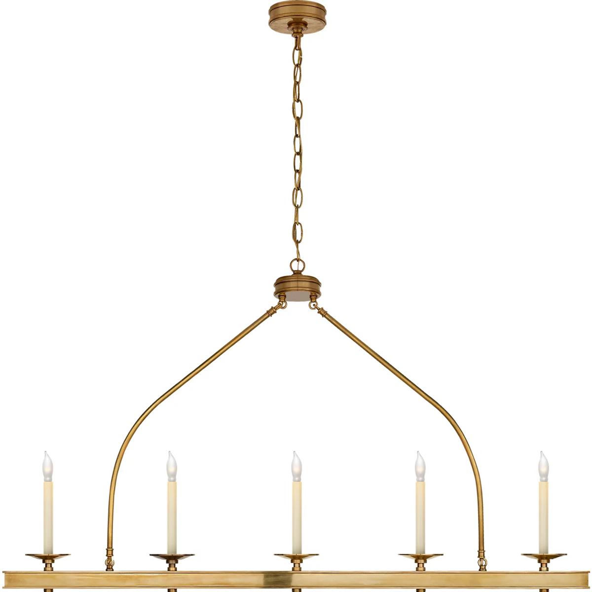Visual Comfort Signature Collection CHC1605AB Chapman & Myers Launceton 5 Light 52 inch Antique-Burnished Brass Linear Pendant Ceiling Light, Large