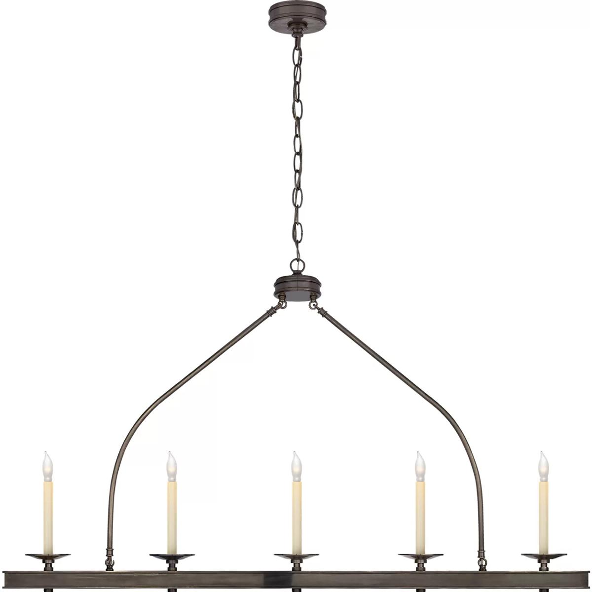 Visual Comfort Signature Collection CHC1605BZ Chapman & Myers Launceton 5 Light 52 inch Bronze Linear Pendant Ceiling Light, Large