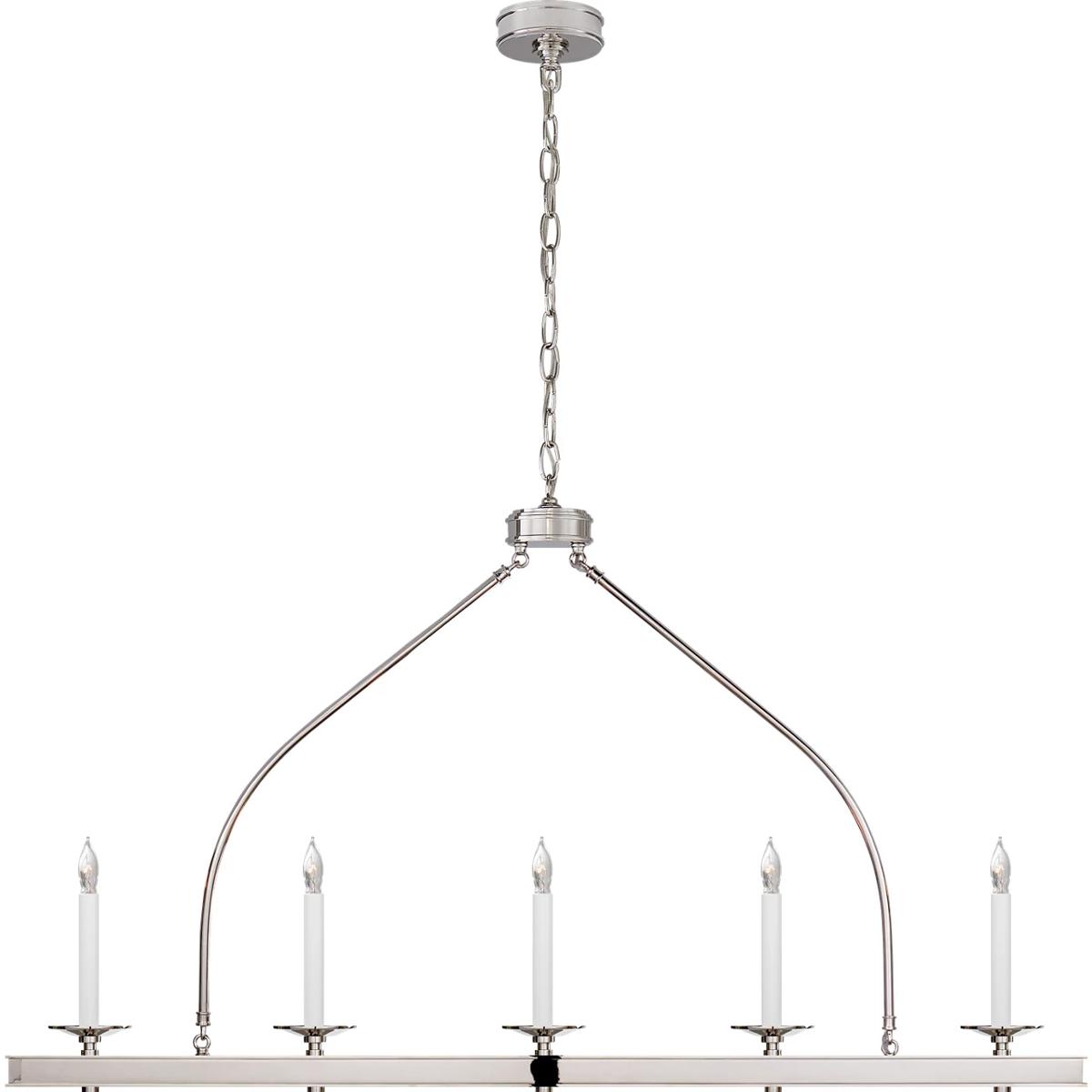 Visual Comfort Signature Collection CHC1605PN Chapman & Myers Launceton 5 Light 52 inch Polished Nickel Linear Pendant Ceiling Light, Large