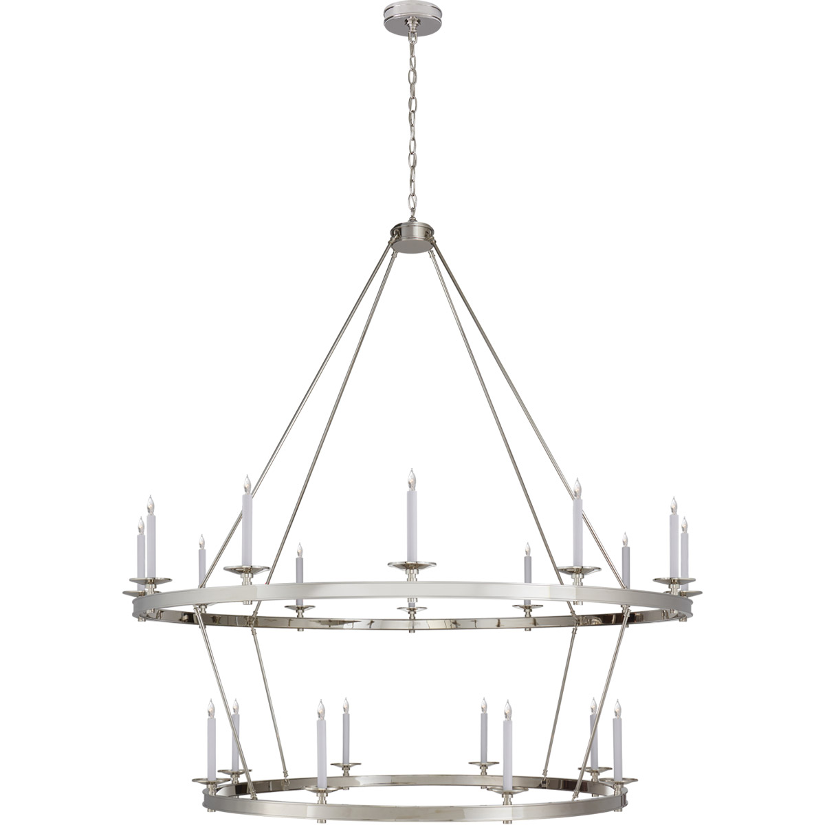 Visual Comfort Signature Collection CHC1609PN Chapman & Myers Launceton 20 Light 63.5 inch Polished Nickel Two Tiered Chandelier Ceiling Light, XXL