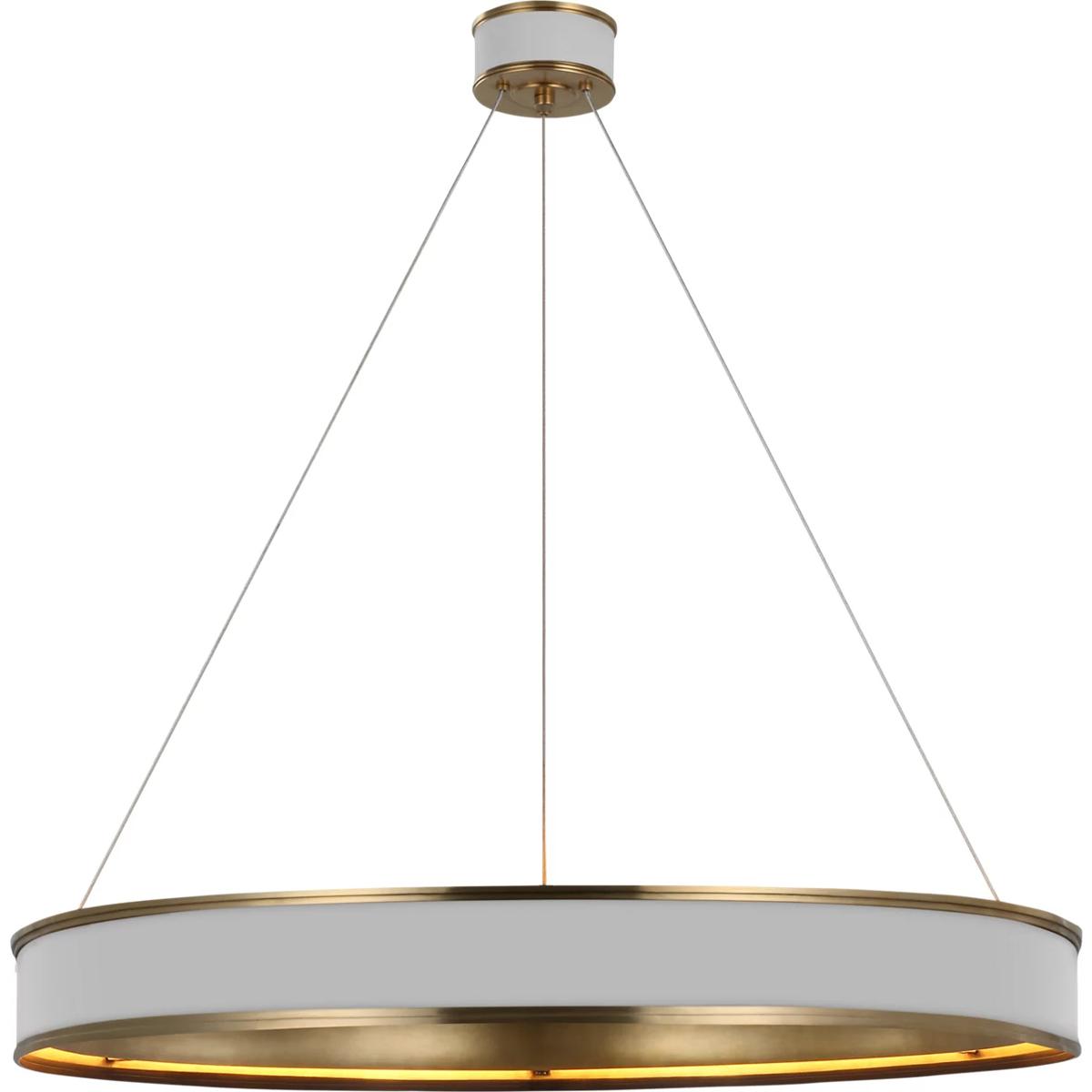 Visual Comfort Signature Collection CHC1616WHT/AB Chapman & Myers Connery LED 40 inch Matte White and Antique-Burnished Brass Ring Chandelier Ceiling