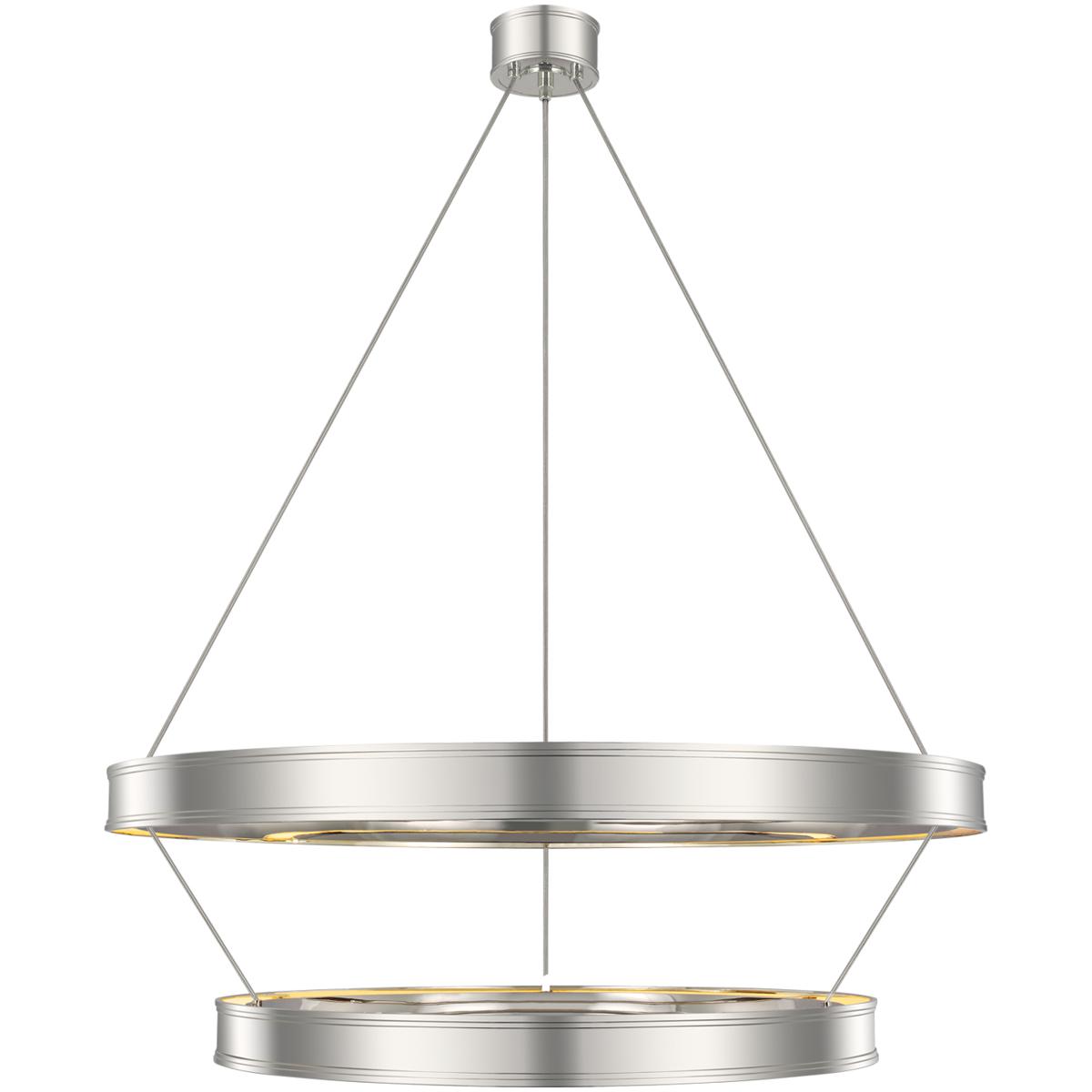 Visual Comfort Signature Collection CHC1618PN Chapman & Myers Connery LED 40.5 inch Polished Nickel Two-Tier Ring Chandelier Ceiling Light