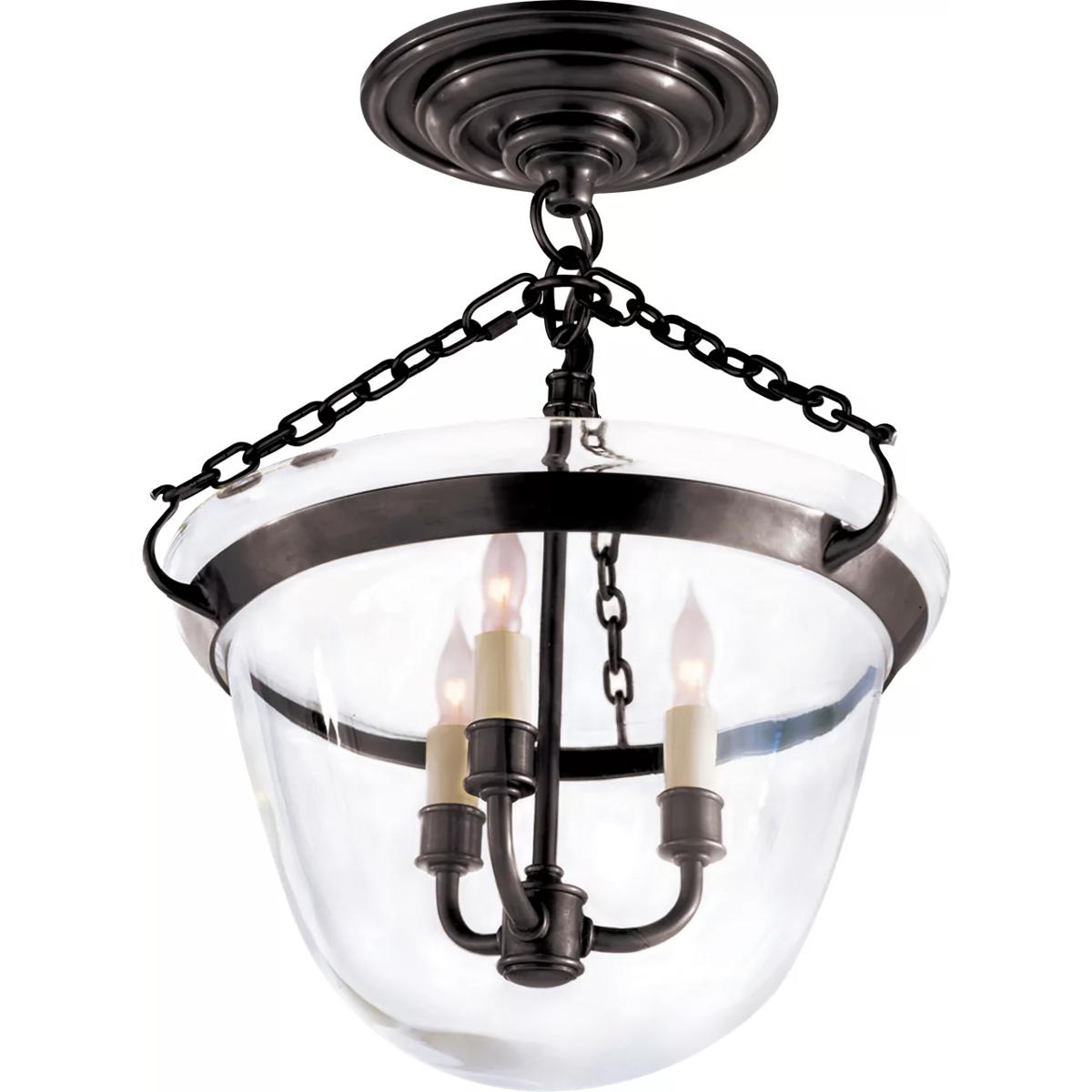 Visual Comfort Signature Collection CHC2109BZ Chapman & Myers Country Bell Jar 3 Light 13 inch Bronze Semi-Flush Mount Ceiling Light