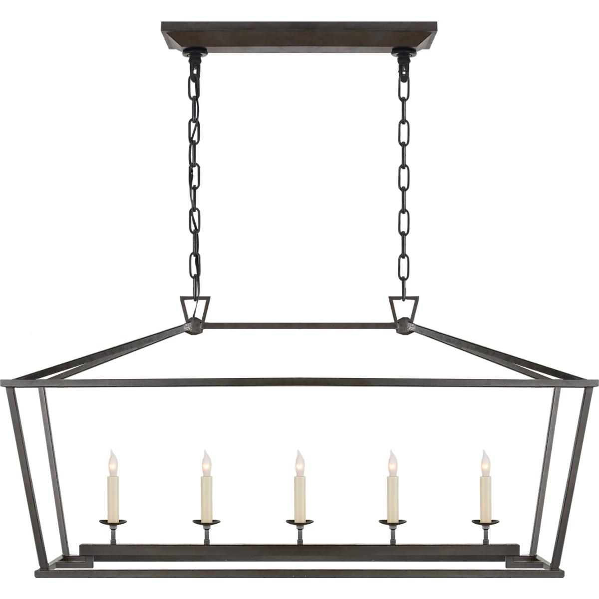Visual Comfort Signature Collection CHC2156AI Chapman & Myers Darlana 5 Light 41 inch Aged Iron Linear Lantern Pendant Ceiling Light, Medium