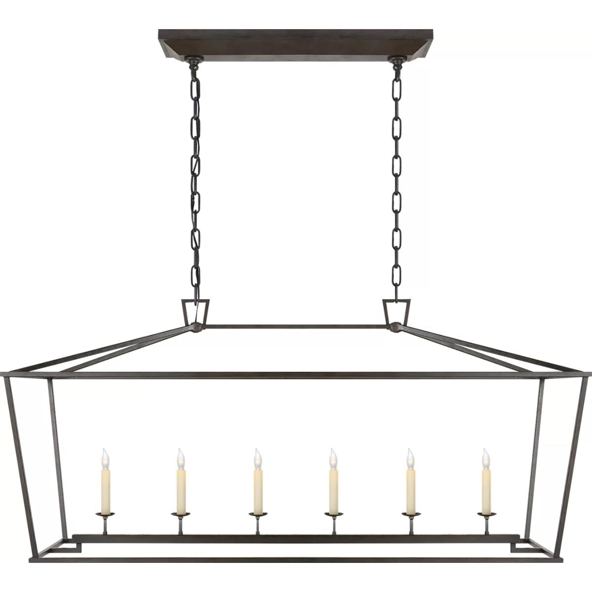 Visual Comfort Signature Collection CHC2166AI Chapman & Myers Darlana 6 Light 54 inch Aged Iron Linear Lantern Pendant Ceiling Light, Large
