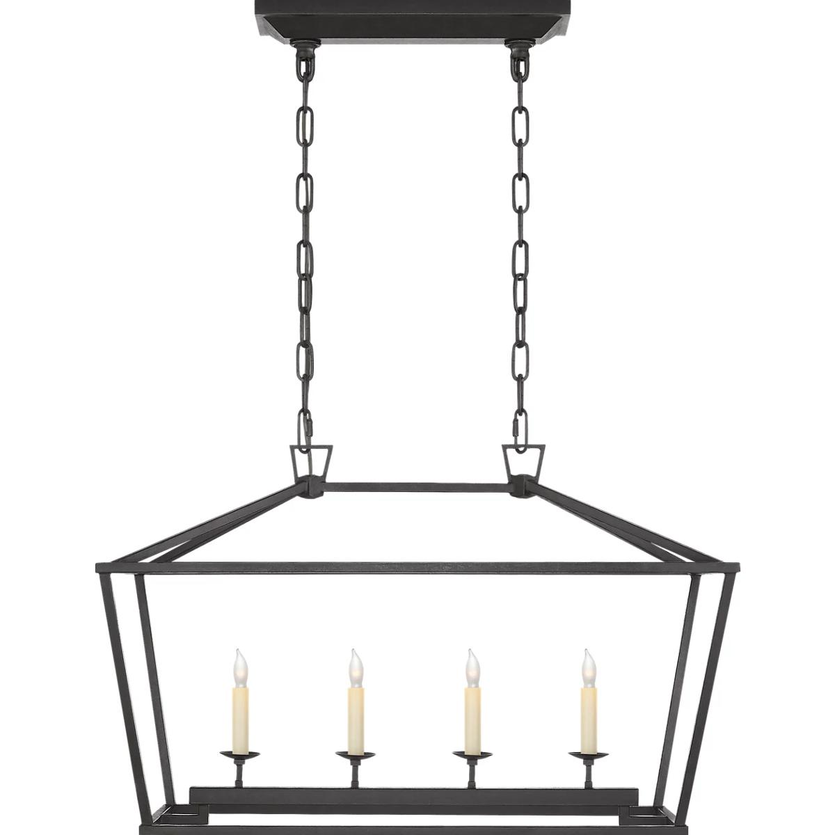 Visual Comfort Signature Collection CHC2168AI Chapman & Myers Darlana 4 Light 30 inch Aged Iron Linear Lantern Pendant Ceiling Light, Small