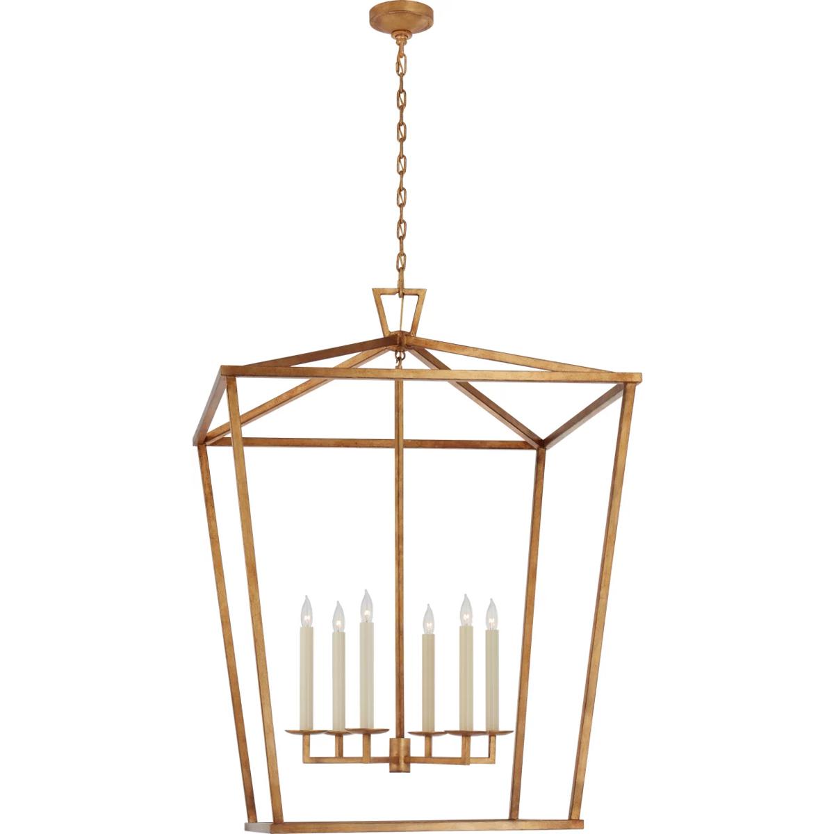 Visual Comfort Signature Collection CHC2172GI Chapman & Myers Darlana 6 Light 36 inch Gilded Iron Lantern Pendant Ceiling Light, XXL