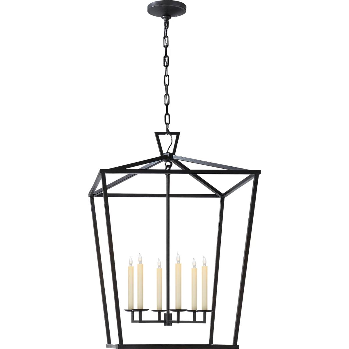 Visual Comfort Signature Collection CHC2177AI Chapman & Myers Darlana 6 Light 29 inch Aged Iron Lantern Pendant Ceiling Light, Extra Large
