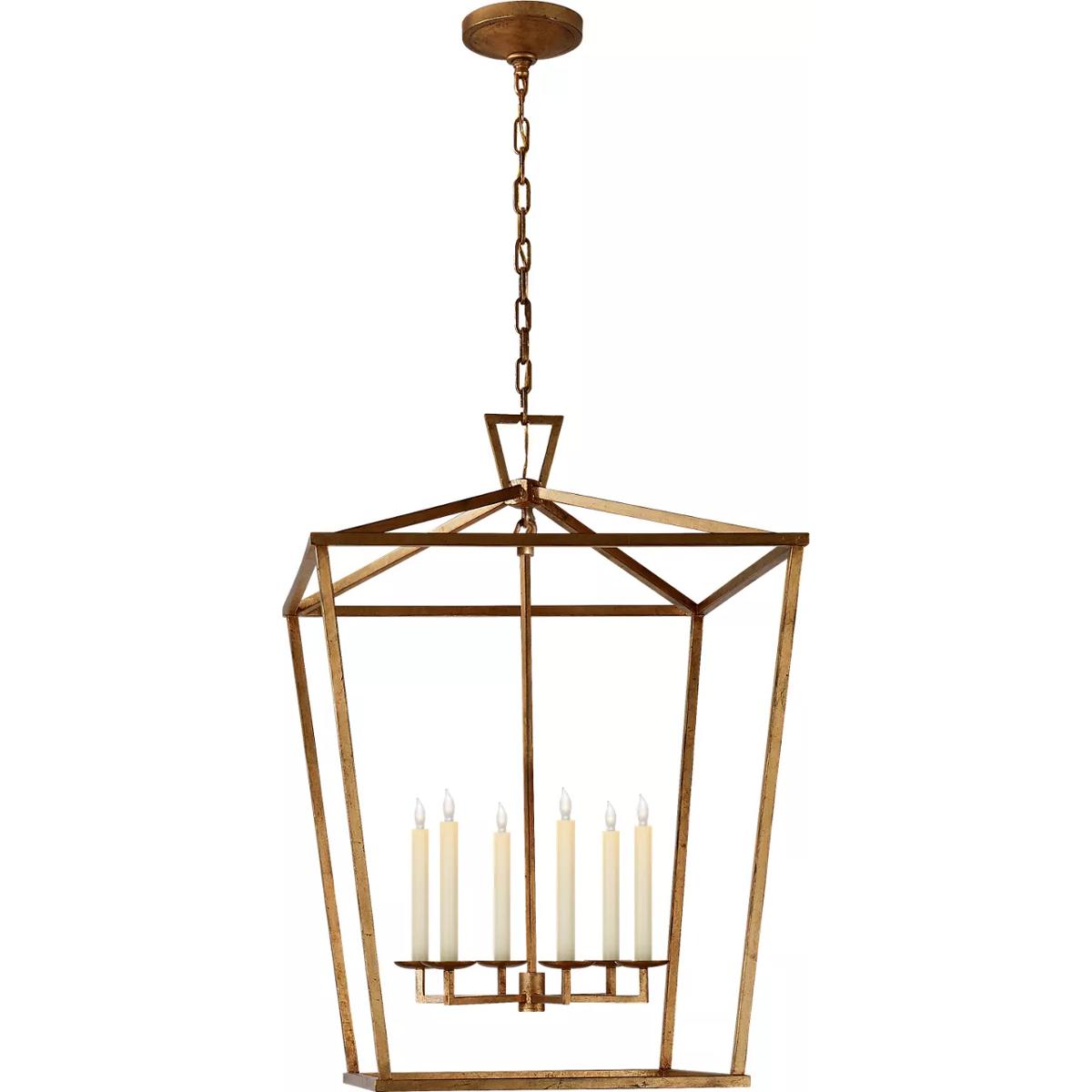 Visual Comfort Signature Collection CHC2177GI Chapman & Myers Darlana 6 Light 29 inch Gilded Iron Lantern Pendant Ceiling Light, Extra Large
