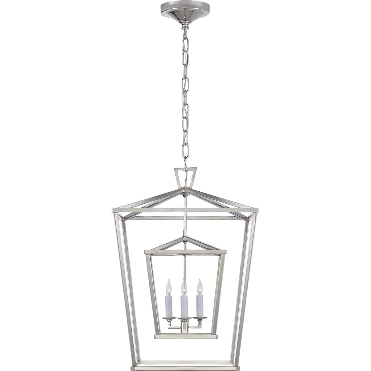 Visual Comfort Signature Collection CHC2178PN Chapman & Myers Darlana 3 Light 17 inch Polished Nickel Double Cage Lantern Pendant Ceiling Light, Mediu