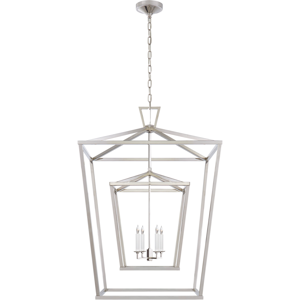 Visual Comfort Signature Collection CHC2199PN Chapman & Myers Darlana 4 Light 29 inch Polished Nickel Double Cage Lantern Pendant Ceiling Light, Extra