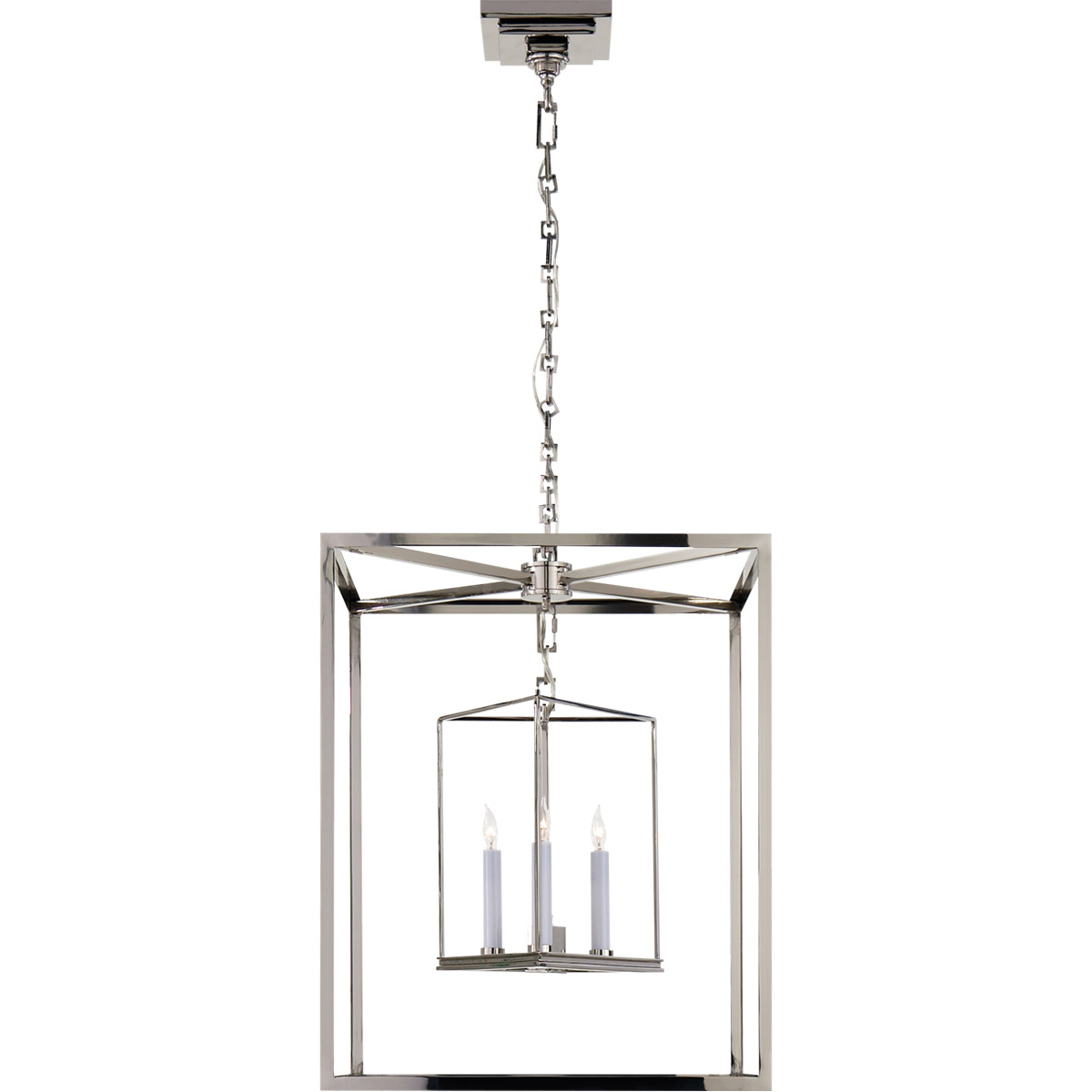 Visual Comfort Signature Collection CHC2217PN Chapman & Myers Osborne 3 Light 18 inch Polished Nickel Lantern Pendant Ceiling Light