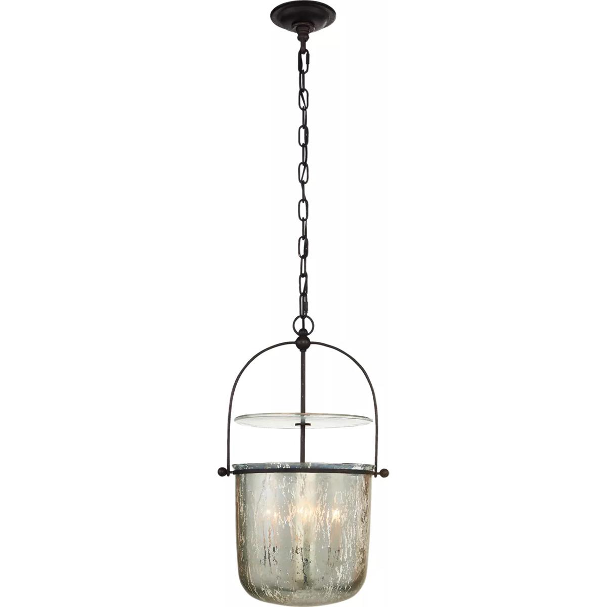 Visual Comfort Signature Collection CHC2269AI-MG Chapman & Myers Lorford 4 Light 14 inch Aged Iron Lantern Pendant Ceiling Light in Mercury Glass, Sma