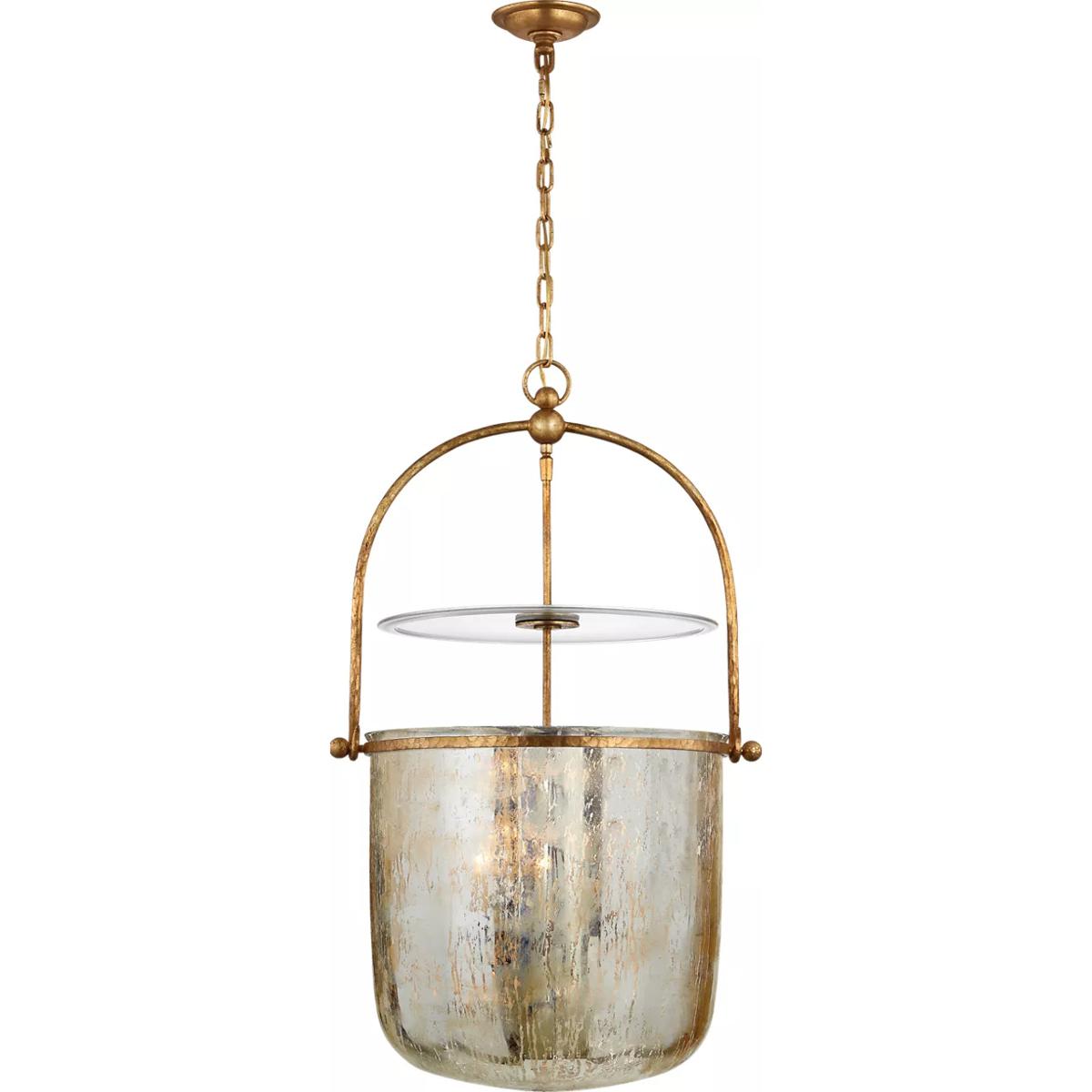 Visual Comfort Signature Collection CHC2270GI-MG Chapman & Myers Lorford 4 Light 20 inch Gilded Iron Bell Lantern Pendant Ceiling Light in Mercury Gla