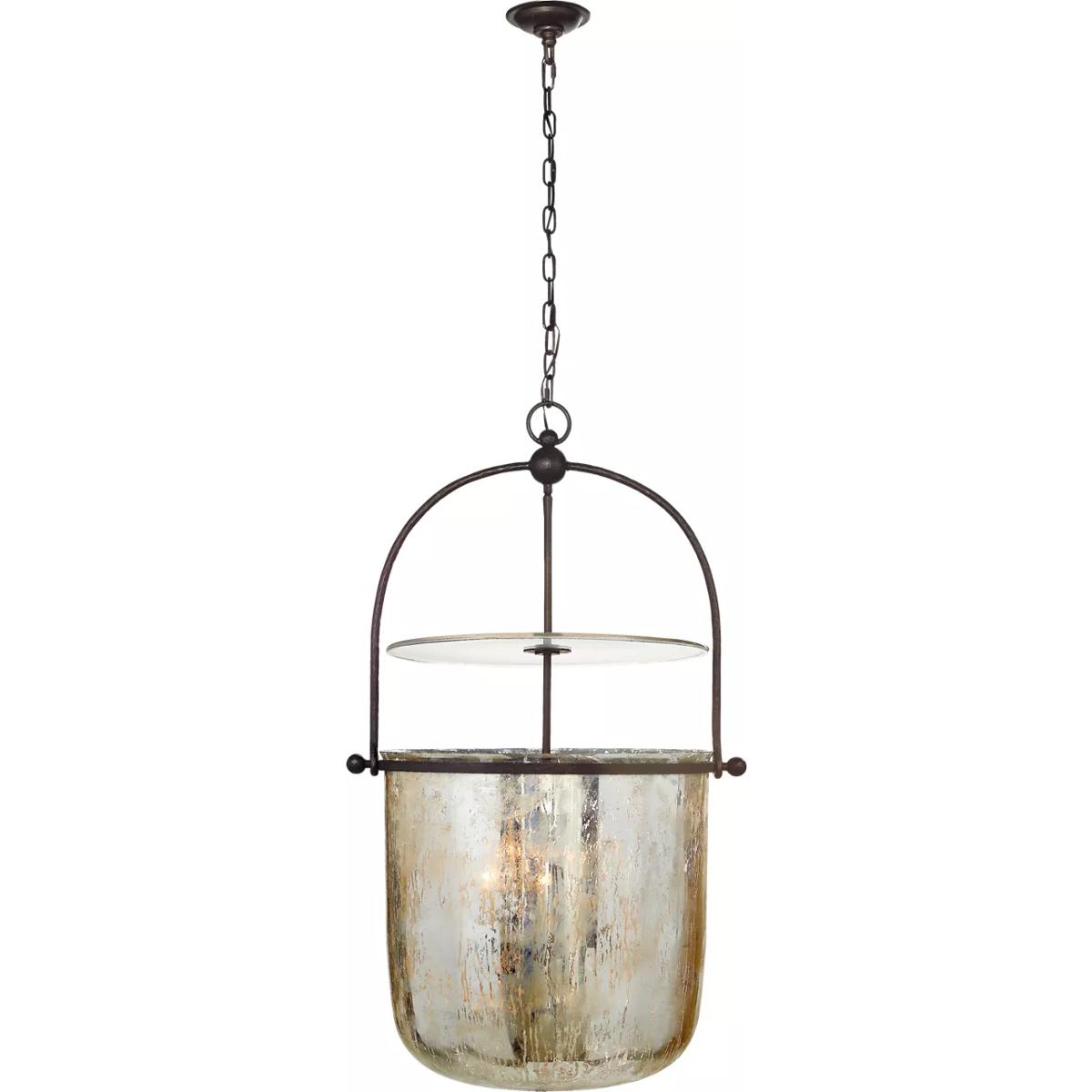 Visual Comfort Signature Collection CHC2271AI-MG Chapman & Myers Lorford 4 Light 25 inch Aged Iron Lantern Pendant Ceiling Light in Mercury Glass, Lar
