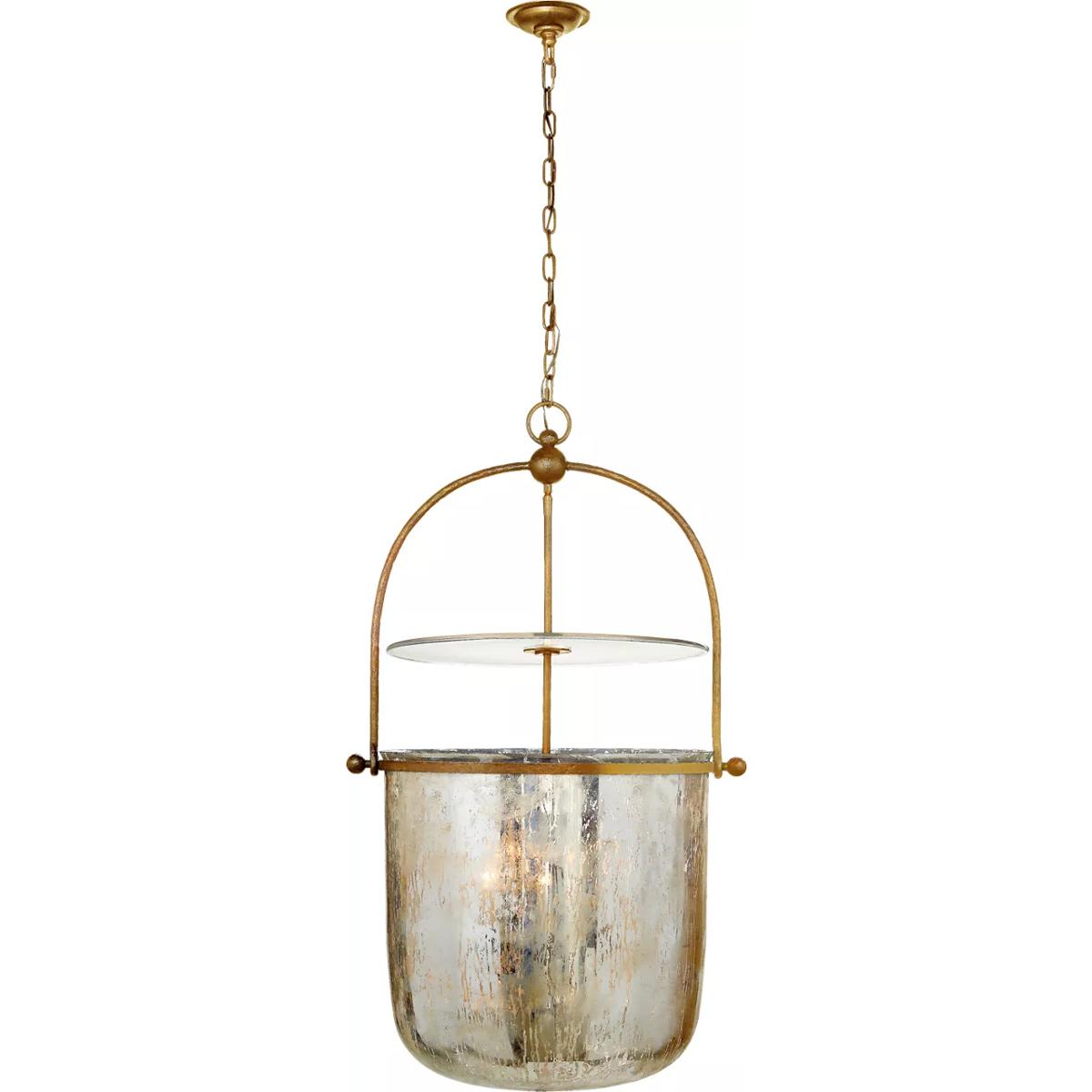 Visual Comfort Signature Collection CHC2271GI-MG Chapman & Myers Lorford 4 Light 25 inch Gilded Iron Lantern Pendant Ceiling Light in Mercury Glass, L