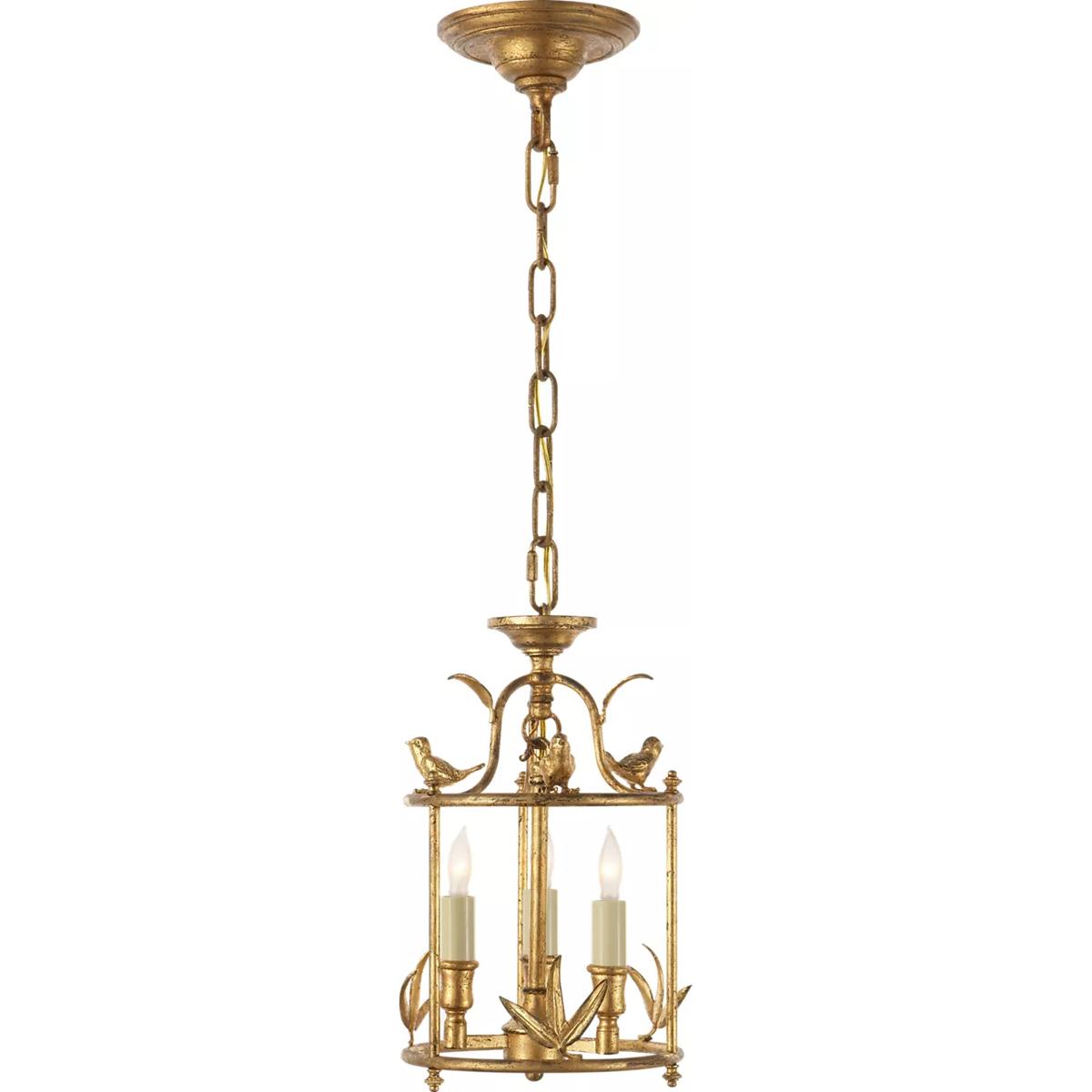 Visual Comfort Signature Collection CHC3109GI Chapman & Myers Diego 3 Light 8 inch Gilded Iron Lantern Pendant Ceiling Light, Petite