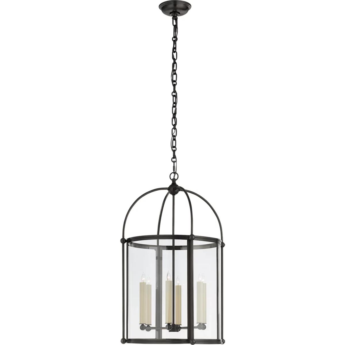 Visual Comfort Signature Collection CHC3451BZ-CG Chapman & Myers Riverside Round 6 Light 19 inch Bronze Lantern Pendant Ceiling Light, Medium