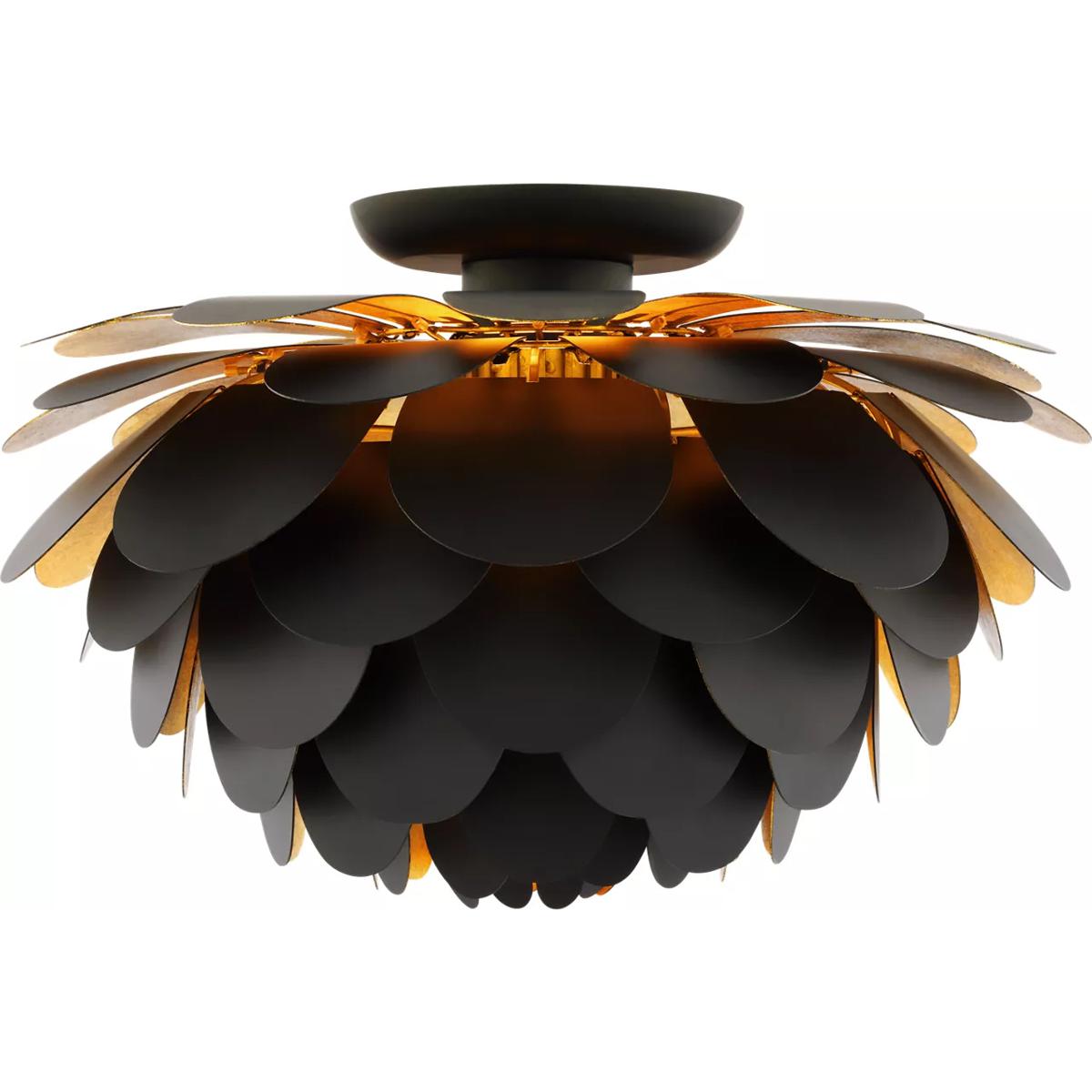 Visual Comfort Signature Collection CHC4163MBK/G Chapman & Myers Cynara LED 17 inch Matte Black and Gild Flush Mount Ceiling Light, Large