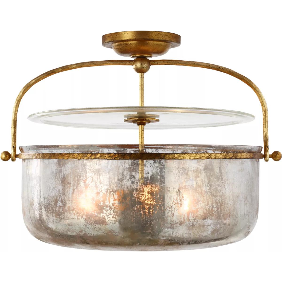 Visual Comfort Signature Collection CHC4270GI-MG Chapman & Myers Lorford 3 Light 19.75 inch Gilded Iron Semi-Flush Lantern Ceiling Light in Mercury Gl