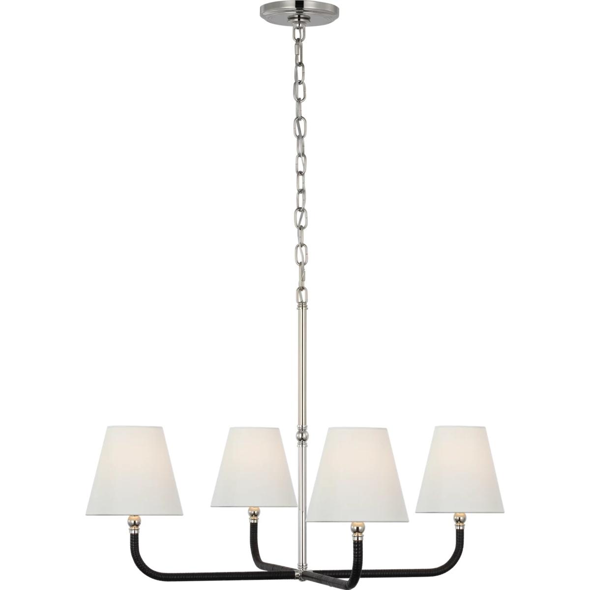 Visual Comfort Signature Collection CHC5081PN/BRT-L Chapman & Myers Basden LED 32 inch Polished Nickel and Black Rattan Single Tier Chandelier Ceiling