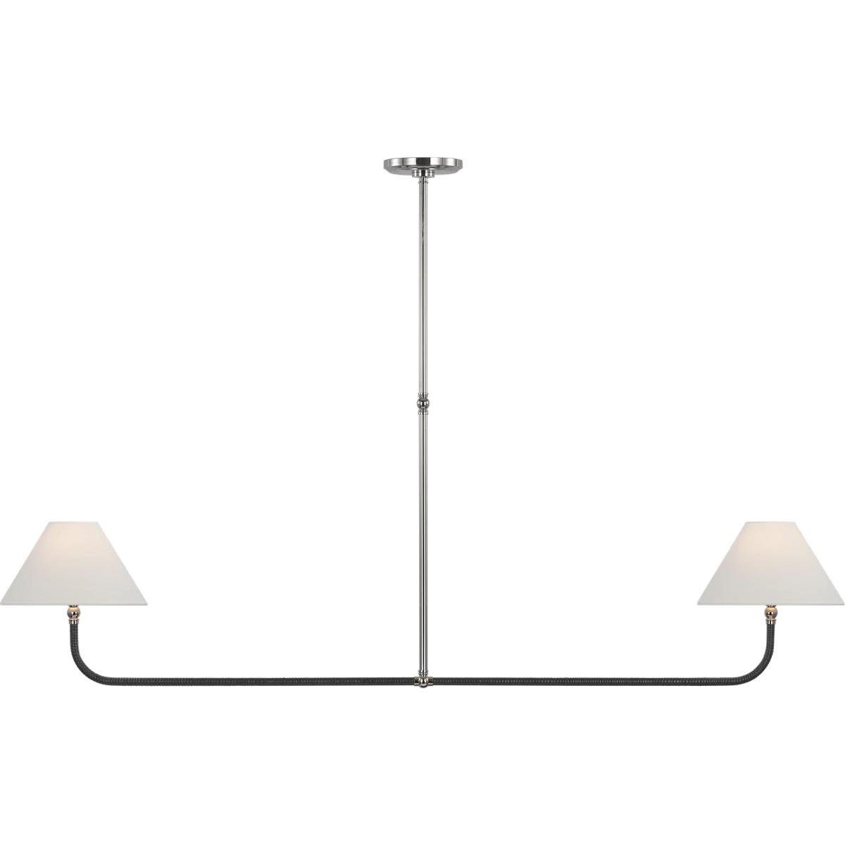 Visual Comfort Signature Collection CHC5087PN/BRT-L Chapman & Myers Basden LED 63 inch Polished Nickel and Black Rattan Linear Chandelier Ceiling Ligh