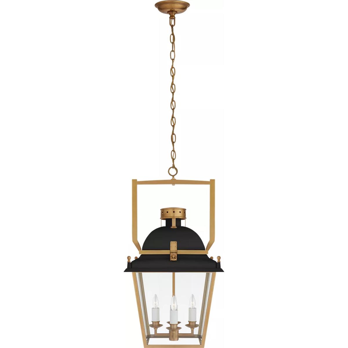 Visual Comfort Signature Collection CHC5108BLK/AB-CG Chapman & Myers Coventry 4 Light 14 inch Matte Black and Antique-Burnished Brass Lantern Pendant