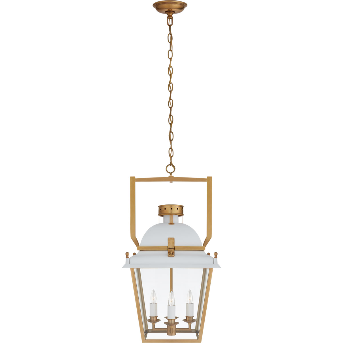 Visual Comfort Signature Collection CHC5108WHT/AB-CG Chapman & Myers Coventry 4 Light 14 inch Matte White and Antique-Burnished Brass Lantern Pendant 