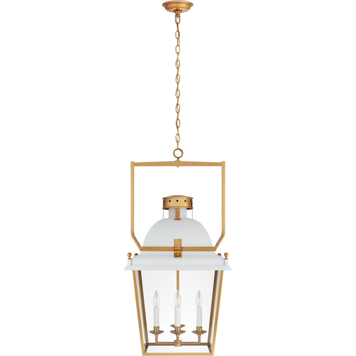 Visual Comfort Signature Collection CHC5109WHT/AB-CG Chapman & Myers Coventry 4 Light 19 inch Matte White and Antique-Burnished Brass Lantern Pendant