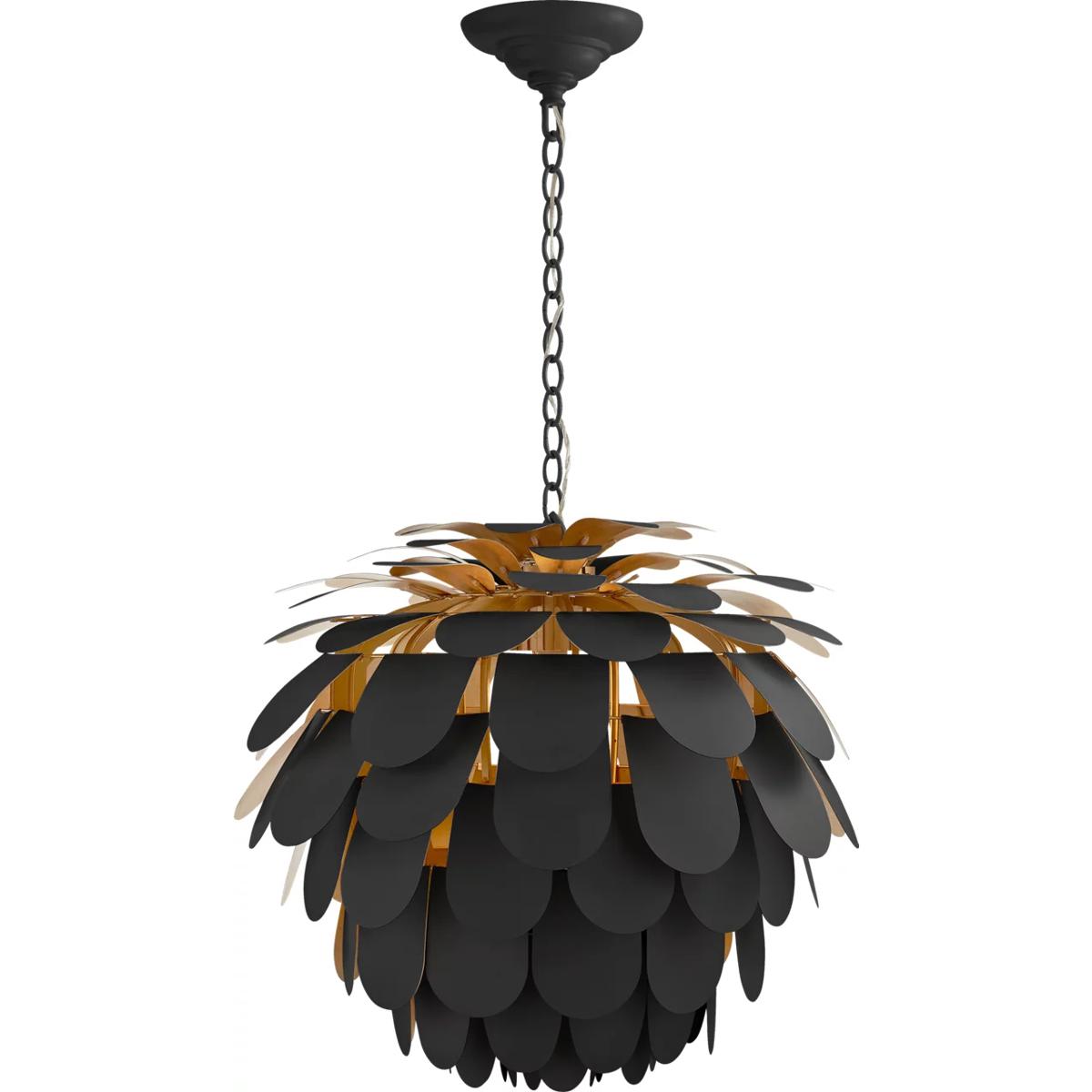 Visual Comfort Signature Collection CHC5157MBK/G Chapman & Myers Cynara 1 Light 29 inch Matte Black Chandelier Ceiling Light in Matte Black and Gild,