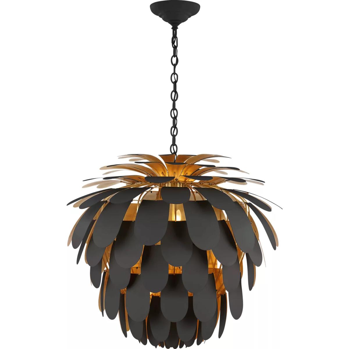 Visual Comfort Signature Collection CHC5158MBK/G Chapman & Myers Cynara 6 Light 36.5 inch Matte Black and Gild Chandelier Ceiling Light, Grande