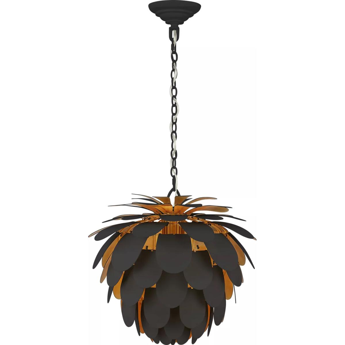 Visual Comfort Signature Collection CHC5163MBK/G Chapman & Myers Cynara 1 Light 16.75 inch Matte Black and Gild Chandelier Ceiling Light, Small